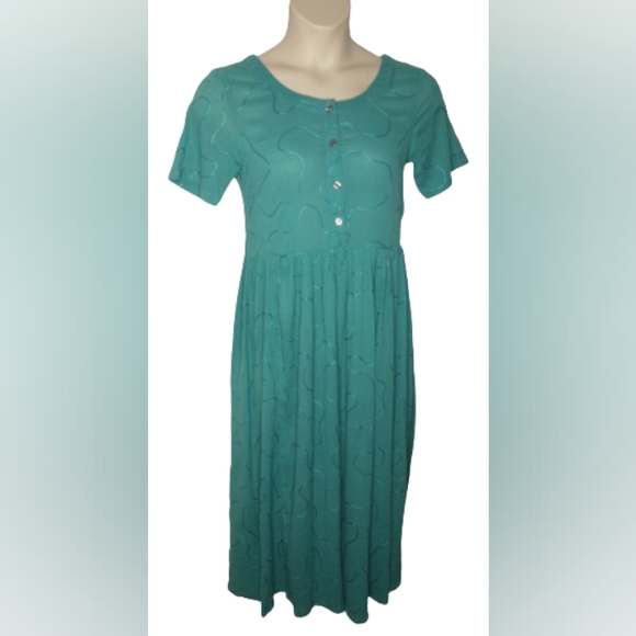 Collections Etc.Teal Embroidery Scoop Neck Size Medium Dress - Picture 3 of 9